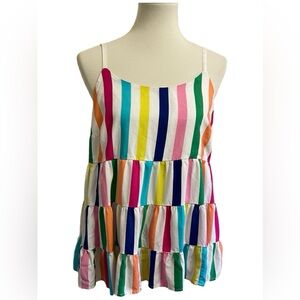 Crown & Ivy Rainbow Stripe Layered Tier Blouse 3x